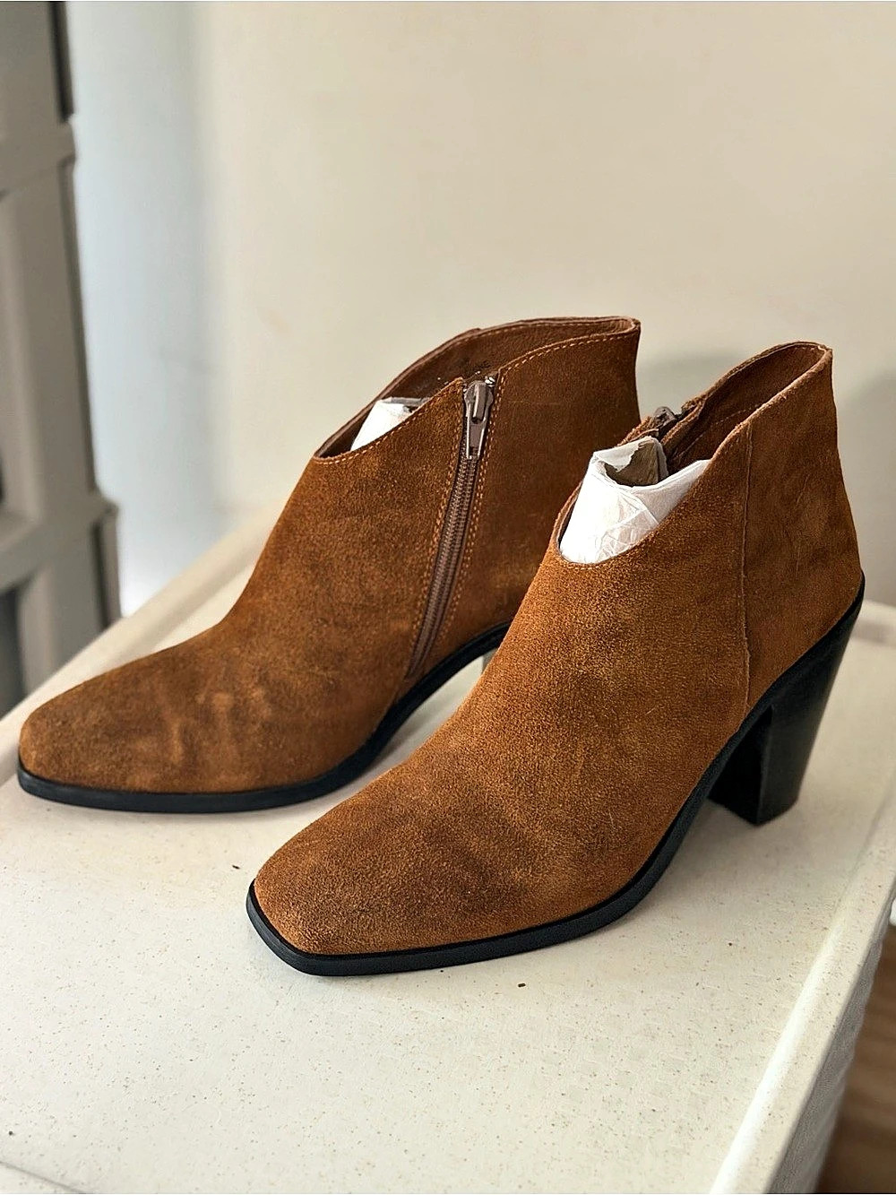 Jeffrey Campbell Brown Suede-Look Heeled Ankle Boots